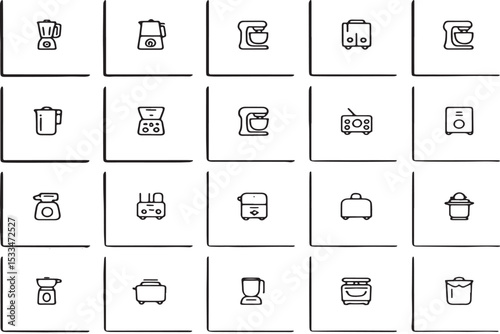 Kitchen Appliance Icons A Collection of Line Drawings