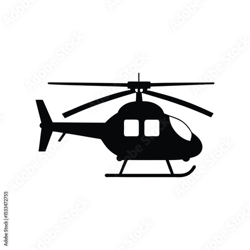 helicopter silhouette vector icon on whit background