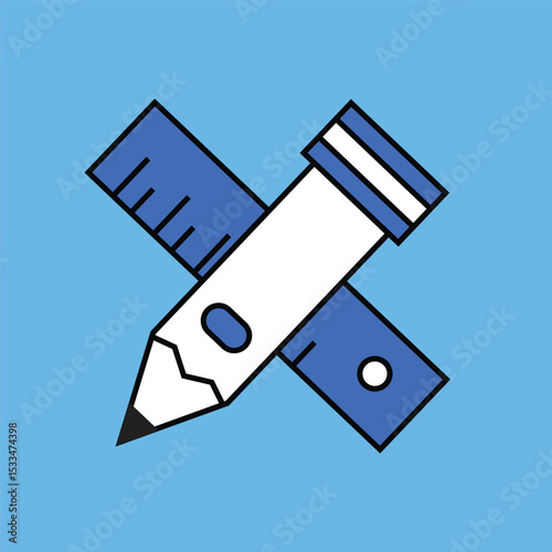 pencil and measurment business icon