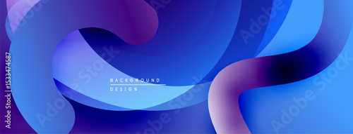 Abstract fluid shapes, vibrant blues, purples create dynamic background. Modern design, smooth gradients offer visual interest.