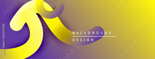 Abstract yellow, purple gradient. Modern design features flowing shapes, soft shadows. Background suggests creativity, dynamism.