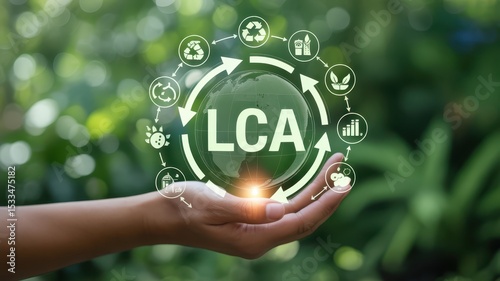 Wallpaper Mural Hand holding a digital representation of life cycle assessment. Torontodigital.ca