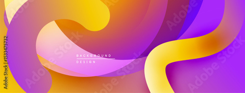 Abstract fluid shapes blend vibrant colors. Gradient transitions create dynamic visual flow. Modern design element for backgrounds.