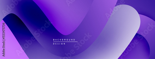 Abstract purple gradients create flowing shapes. Modern design emphasizes smooth transitions, soft curves, visual harmony.