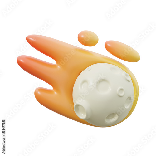 orange and beige Comet 3d icon illustration