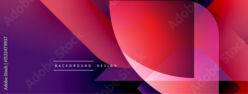 Abstract gradient shapes overlap, creating dynamic visual effect. Purple, pink, red hues dominate composition. Text reads background design.