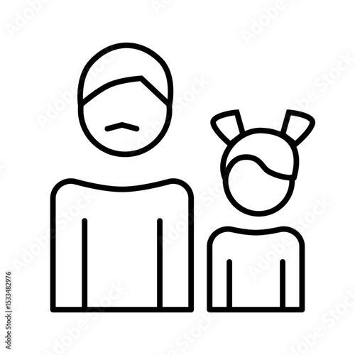 father and daughter line icon with editable stroke