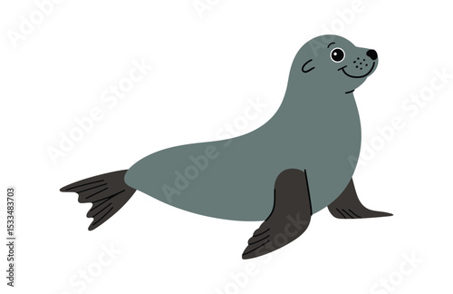 Adorable Seal Cartoon: A cute cartoon depicts a playful seal with a smiling face, capturing its joyful demeanor and endearing features.