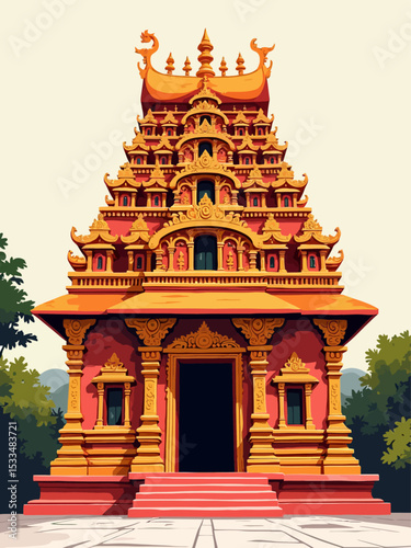  Sculpture, architecture and symbols of Hindu temple at Singapore , Sri Mariamman Temple 
