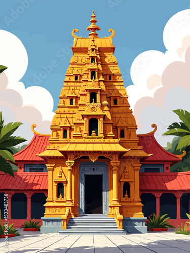  Sculpture, architecture and symbols of Hindu temple at Singapore , Sri Mariamman Temple 
