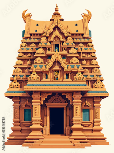  Sculpture, architecture and symbols of Hindu temple at Singapore , Sri Mariamman Temple 