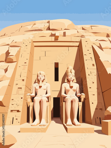 The Front of the Abu Simbel Temple, Aswan, Egypt, Africa 