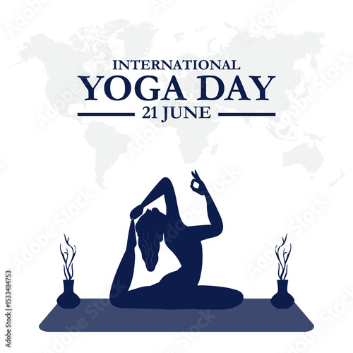 International yoga day vector illustration June 21. Vector design for International Yoga Day celebrated on 21st June.