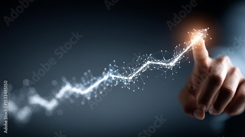 Debate Business Success Goal Target Hand Touching Digital Graph Line Representing Growth and Progression