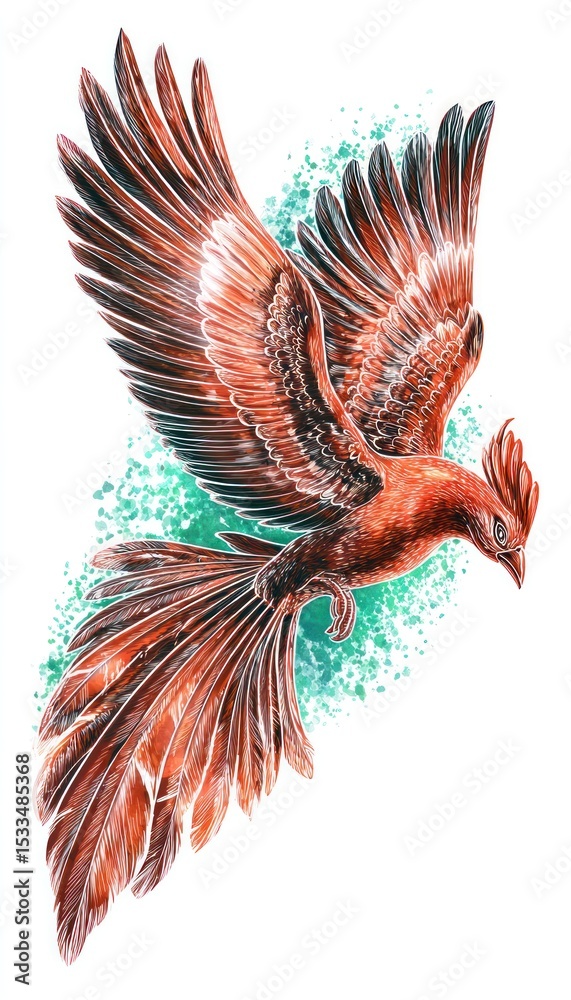 Obraz premium Fiery bird in flight