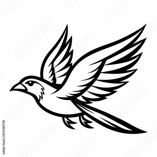 Flying bird ouline vector art