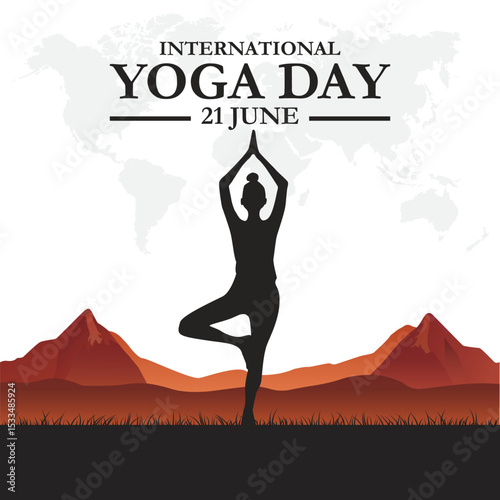 International yoga day vector illustration June 21. Vector design for International Yoga Day celebrated on 21st June.