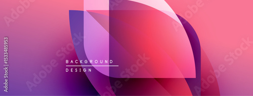 Abstract gradient background. Overlapping shapes create dynamic visual effect. Pink, purple hues dominate composition. Modern design element.