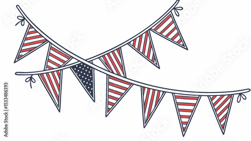 Festive bunting with american flag design hanging on a string for celebration and decoration purpose