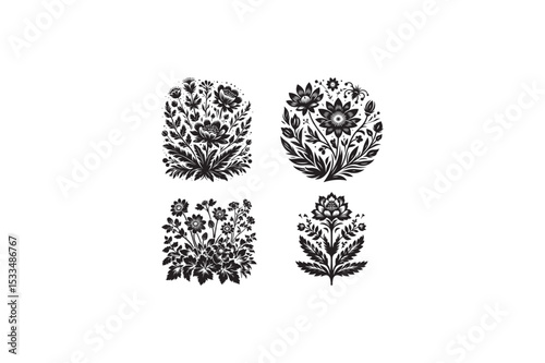 Stokerian flower vector silhouettes image with white color back round made by adobe illustrator. eps