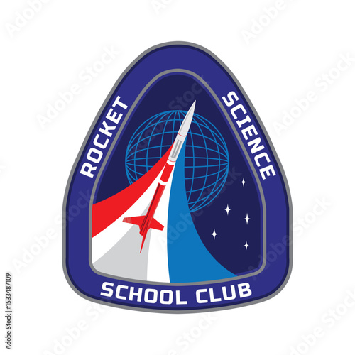 Rocket Science School Club in patch design logo