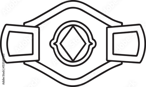championship belt outline vector illustration, line art