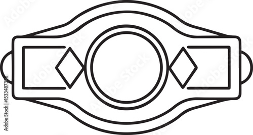 championship belt outline vector illustration, line art