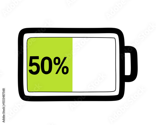 The second battery is 50% charged, filled halfway with a lighter green shade.