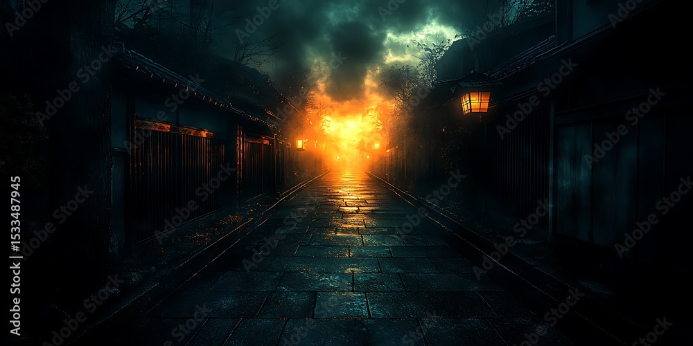 Naklejka premium Dark Alleyway at Night