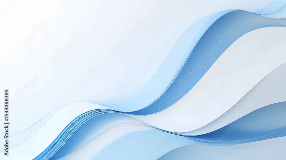 Fototapeta premium Abstract background with smooth blue and white paper waves in 3D rendering