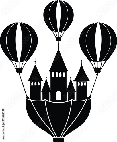 hot air balloon in sky silhouette