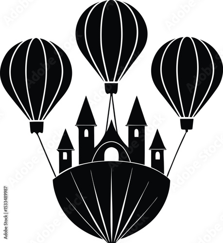 hot air balloon in flight silhouette