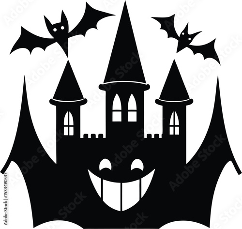 halloween castle with bats
