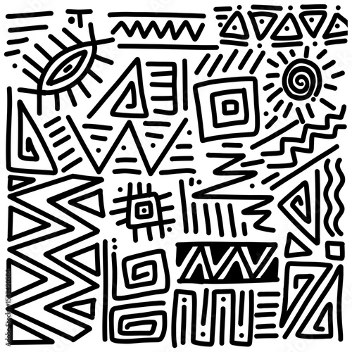 hand drawn astract africa pattern background