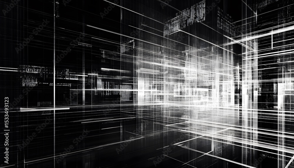 Fototapeta premium Abstract architectural perspective in grayscale.