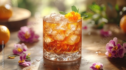 Luxury-inspired Americano cocktail photography, capturing the essence of summer light and natural elegance