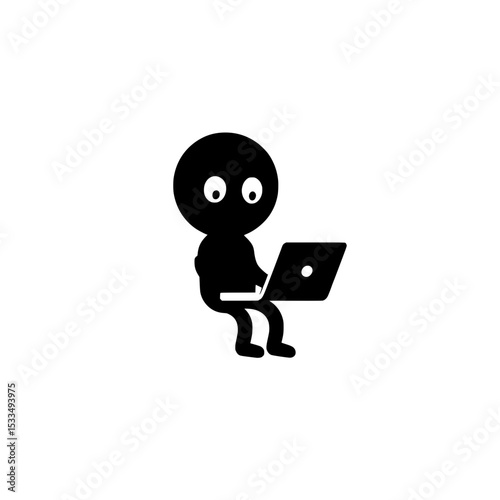 Geometric black owl icon on white background, Minimalist black owl design with symmetrical shapes and bold lines, symbolizing wisdom, knowledge, or night, in modern style.

