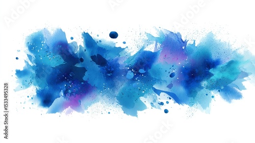 A vibrant blue watercolor splash evokes a sense of calm and creative energy perfect for artistic projects and modern