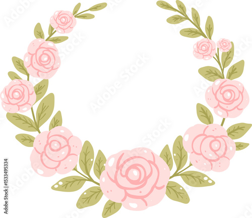 Pastel Floral Wreath with Pink and Purple Roses

