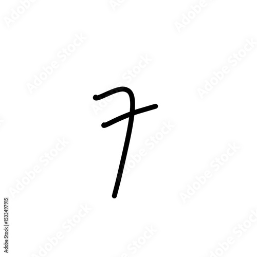 simple black number seven scribble vector