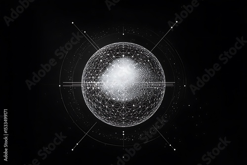 Sleek spherical core with rings smoothly revolving around it.