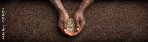 Hands gently holding a seed, symbolizing growth and potential.