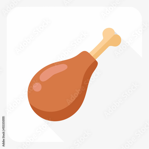 Crispy Roasted Chicken Leg: A delectable and appetizing illustration showcases a perfectly cooked chicken leg, with crispy golden skin, offering a tempting image
