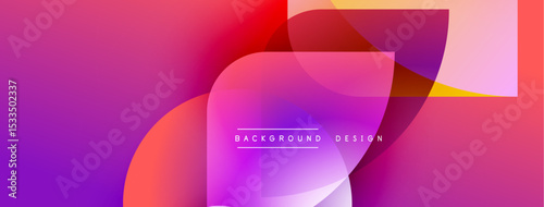 Abstract gradient background. Overlapping shapes create dynamic visual effect. Vibrant colors blend smoothly, modern design element.