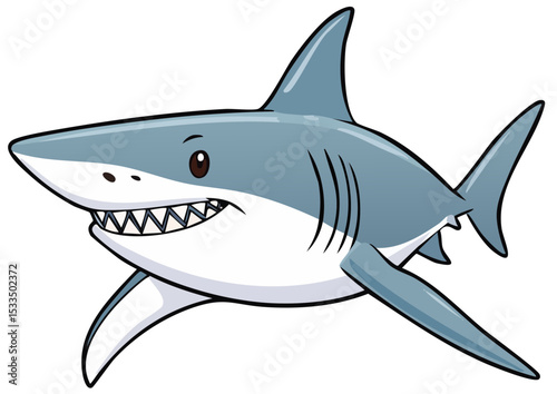 Cartoon Great White Shark Illustration