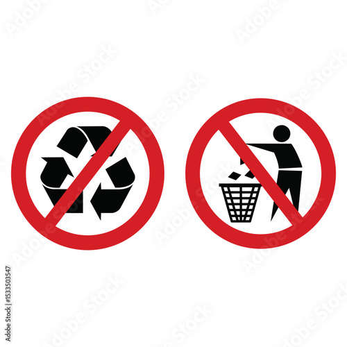 DO NOT RECYCLE AND LITTERE ICON VECTOR SIGN SYMBOL
