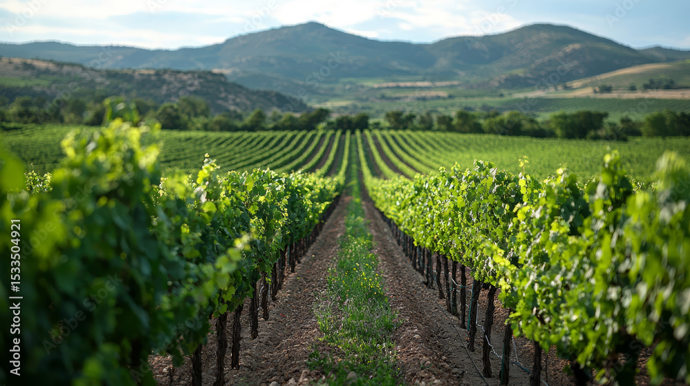 Fototapeta premium profound essence of tradition and culture is embodied in sacred vineyard soil, an emblem of enduring legacy of wine production interwoven within tapestry of human history and society