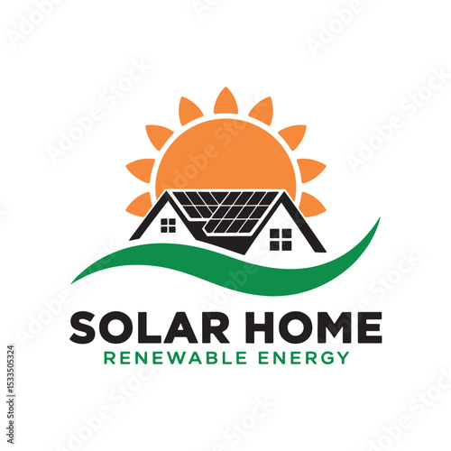 Solar Logo Design Vector, Solar Home Renewable Energy Logo
