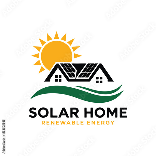 Solar Logo Design Vector, Solar Home Renewable Energy Logo