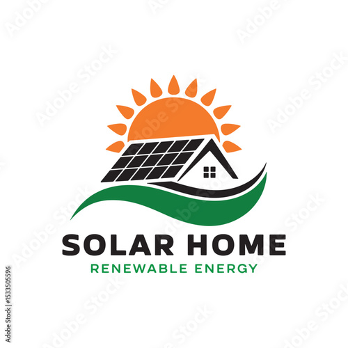 Solar Logo Design Vector, Solar Home Renewable Energy Logo